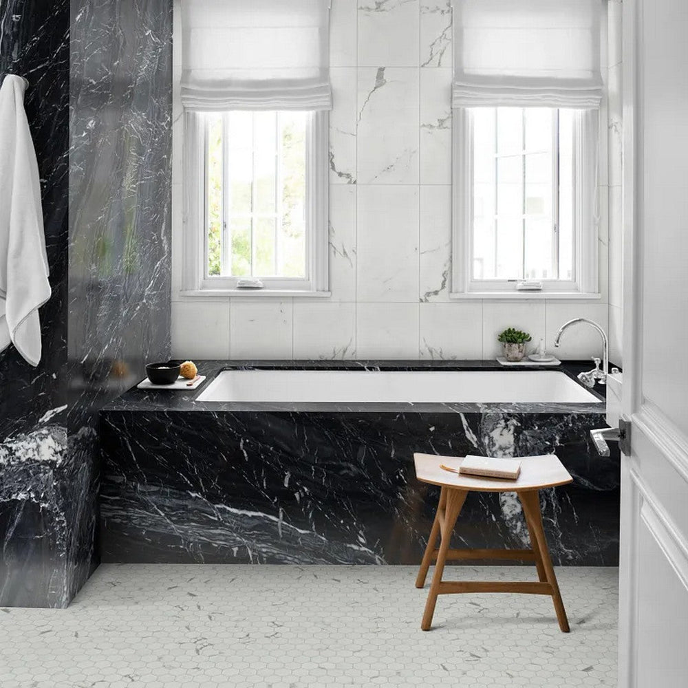 Arizona-11-x-11-Marvel-Matte-Rectified-Porcelain-2.62-Small-Hexagon-Mosaic-Calacatta-Apuano