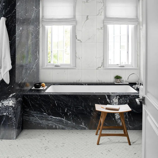 Arizona-11-x-11-Marvel-Matte-Rectified-Porcelain-2.62-Small-Hexagon-Mosaic-Calacatta-Apuano