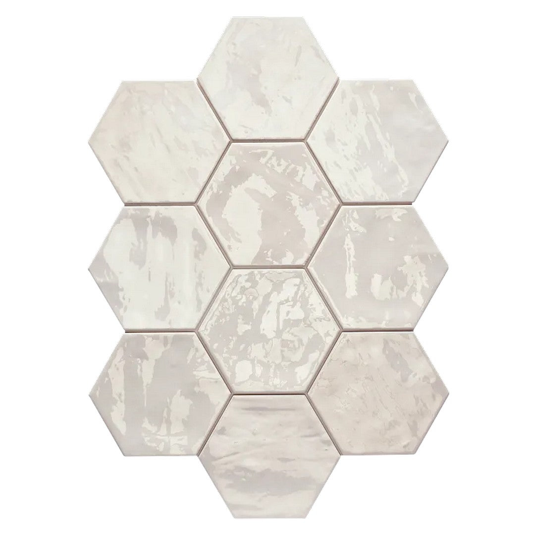Arizona 6" x 7" Spark Glossy Ceramic Hexagon Wall Tile