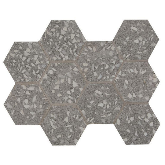 Arizona 11" x 11.25" Terrazzo Rectified Porcelain 4" Hexagon Mosaic