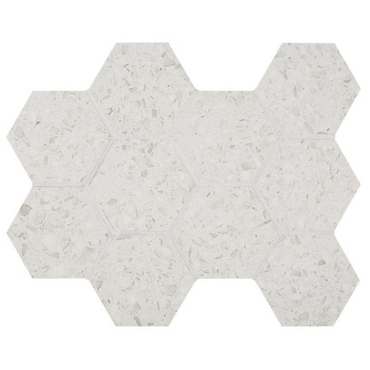 Arizona 11" x 11.25" Terrazzo Rectified Porcelain 4" Hexagon Mosaic