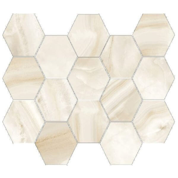 Happy Floors Athena 10" x 14" Natural Hexagon Mosaic