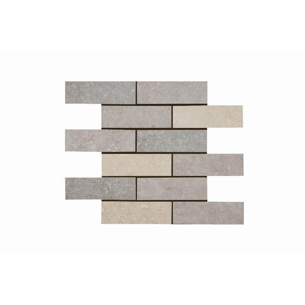 Crossville 12" x 15" Beljn Unpolished Porcelain 2x6" Blend Brick Mosaic