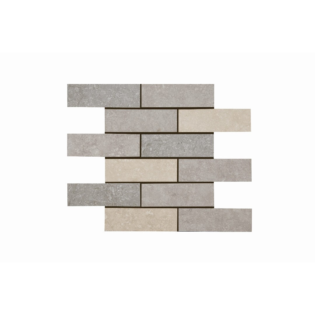 Crossville 12" x 15" Beljn Unpolished Porcelain 2x6" Blend Brick Mosaic