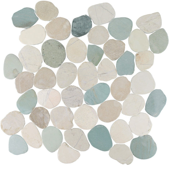 Tesoro 11.75" x 11.75" Beachstones Interlocking Sliced Natural Stone Mosaic