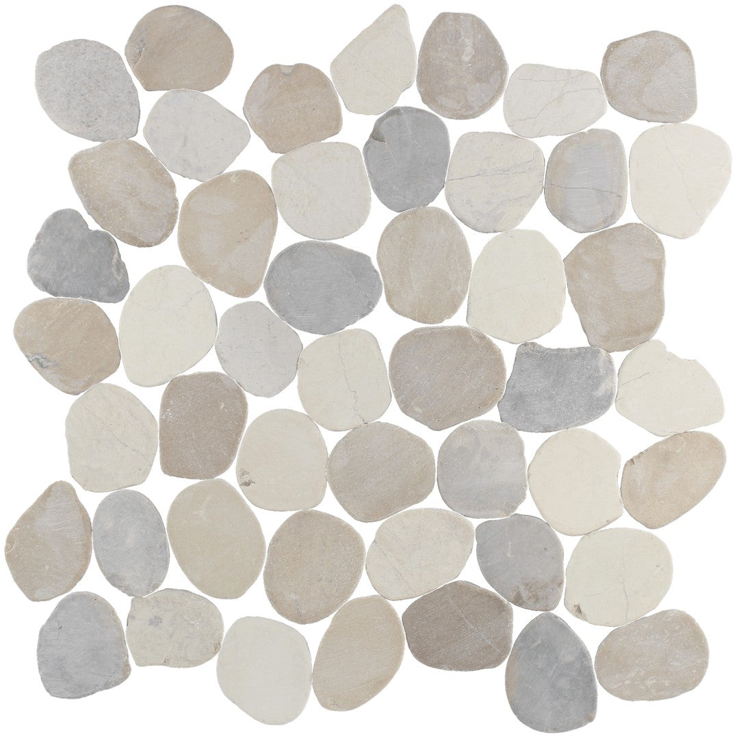 Tesoro 11.75" x 11.75" Beachstones Interlocking Sliced Natural Stone Mosaic