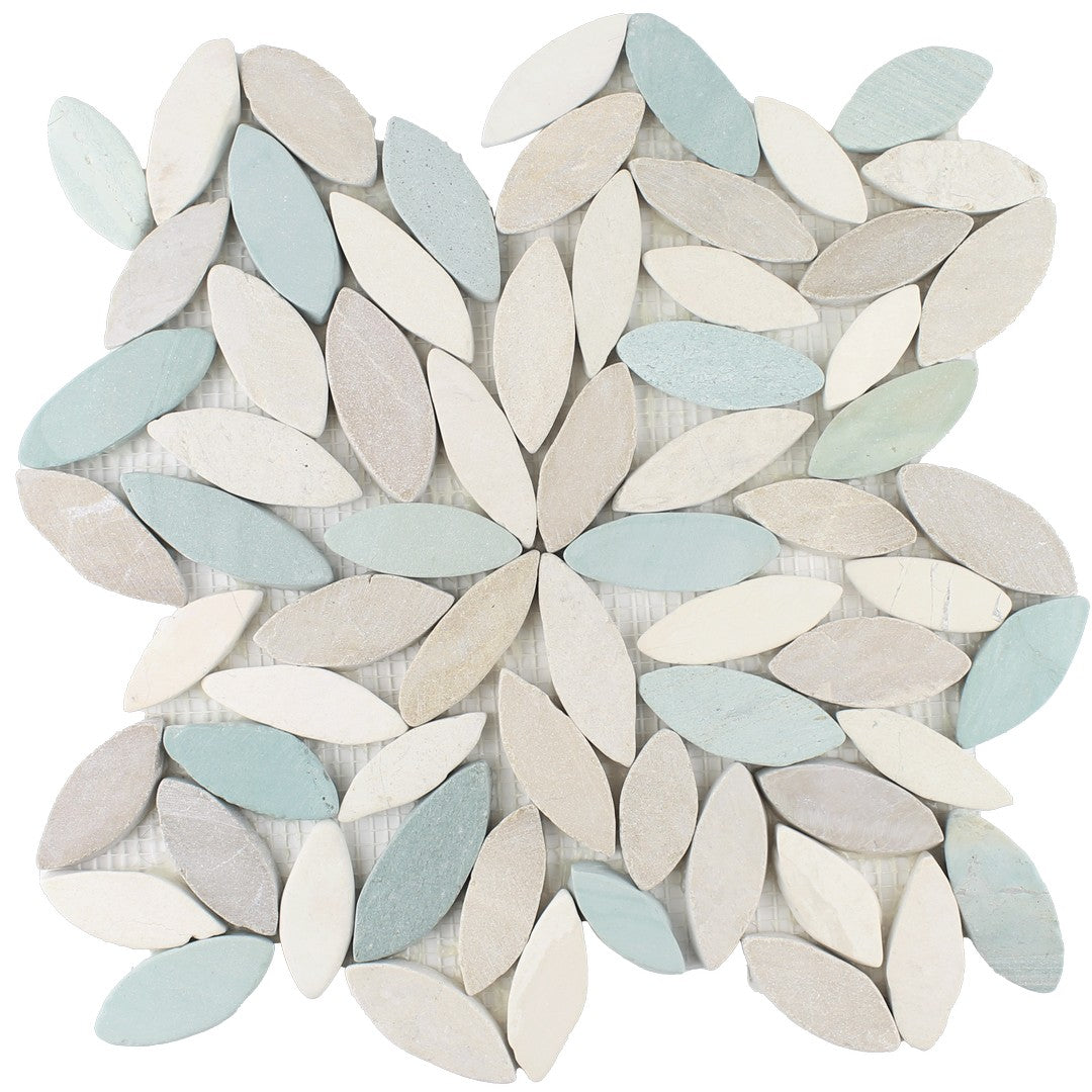 Tesoro 11.75" x 11.75" Ocean Stones Natural Stone Sliced Flower Mosaic
