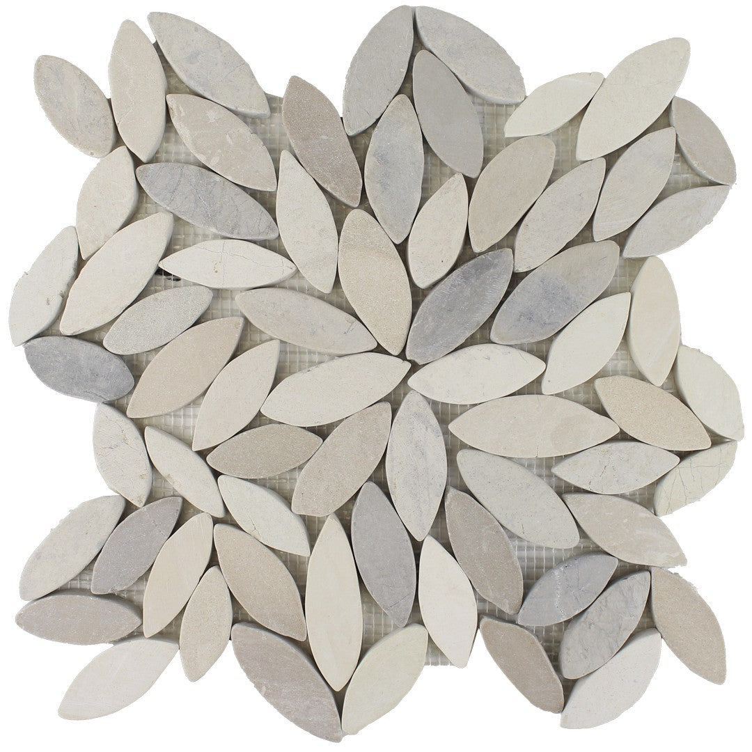 Tesoro 11.75" x 11.75" Ocean Stones Natural Stone Sliced Flower Mosaic