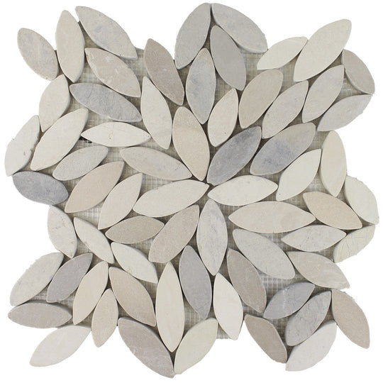 Tesoro 11.75" x 11.75" Ocean Stones Natural Stone Sliced Flower Mosaic