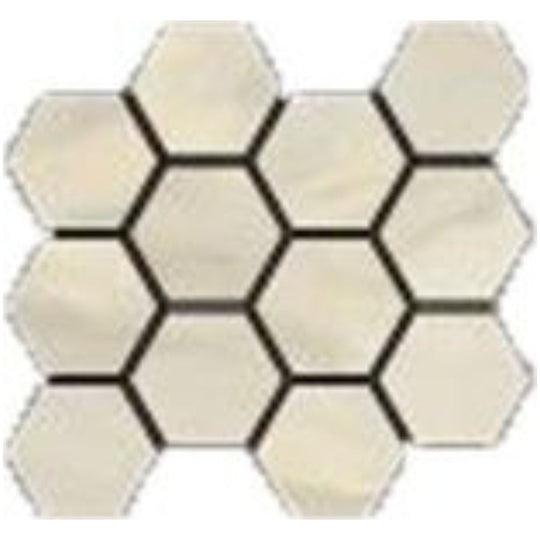 Happy Floors 12" x 14" Bardiglio Natural Porcelain Hexagon Mosaic