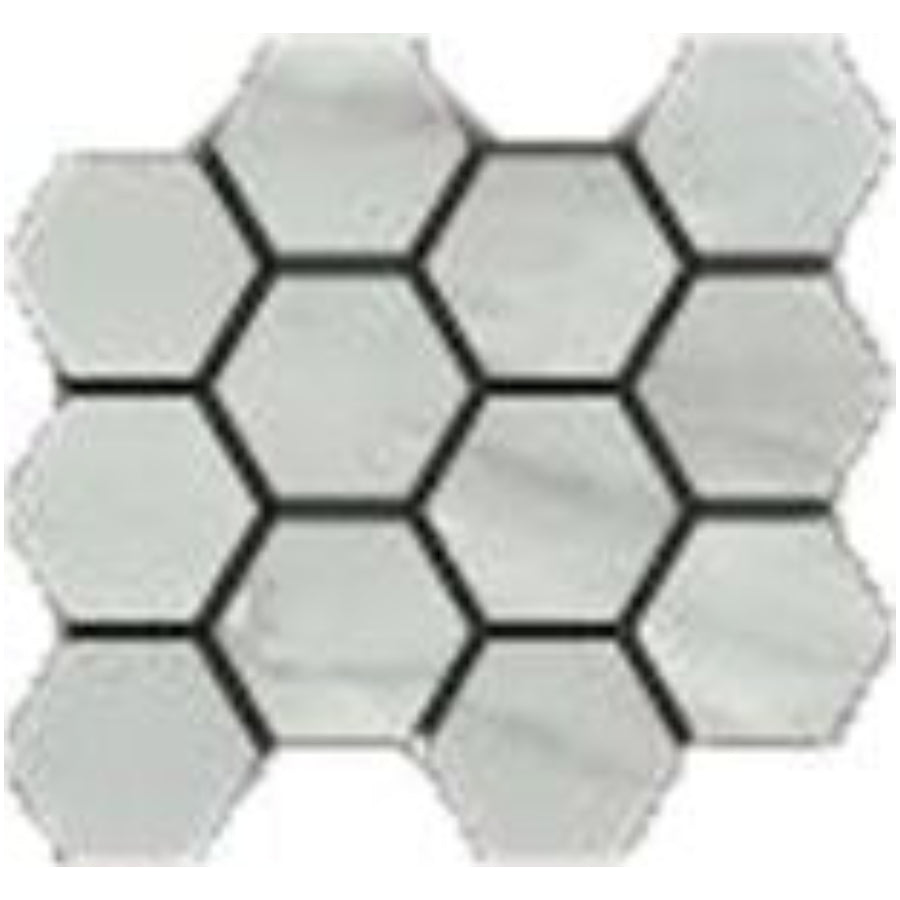 Happy Floors 12" x 14" Bardiglio Natural Porcelain Hexagon Mosaic