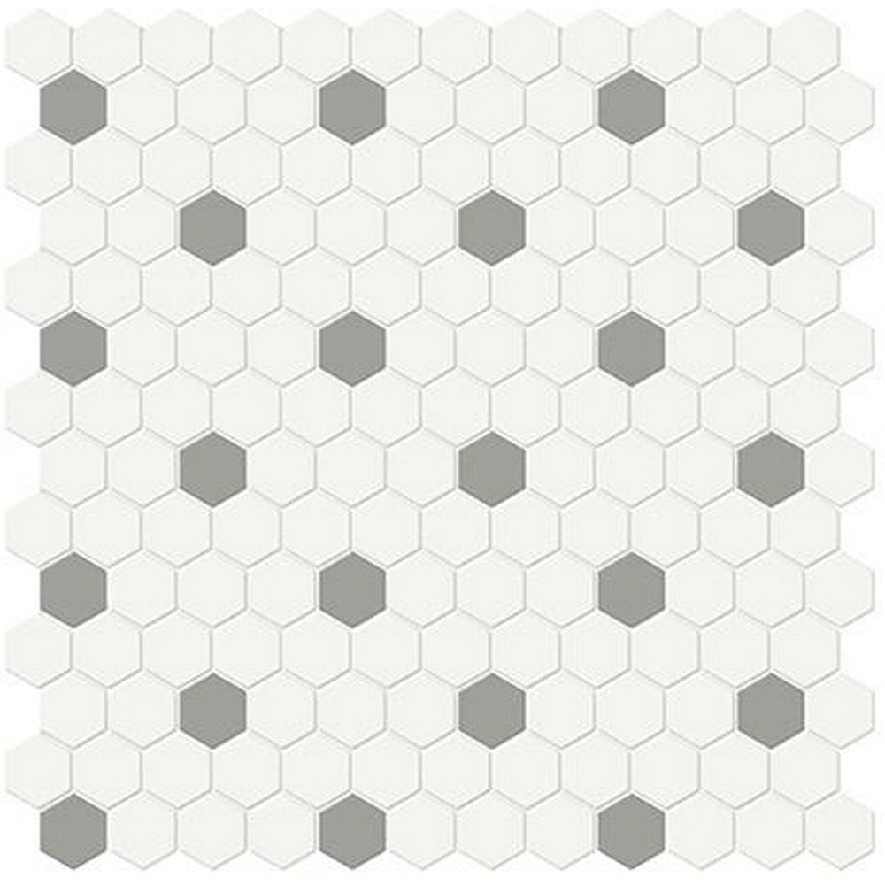 Florida-Tile-Soho-12-x-12-Hexagon-1-Mixed-Matte-Porcelain-Mosaic-Canvas-White-|-Cement-Chic