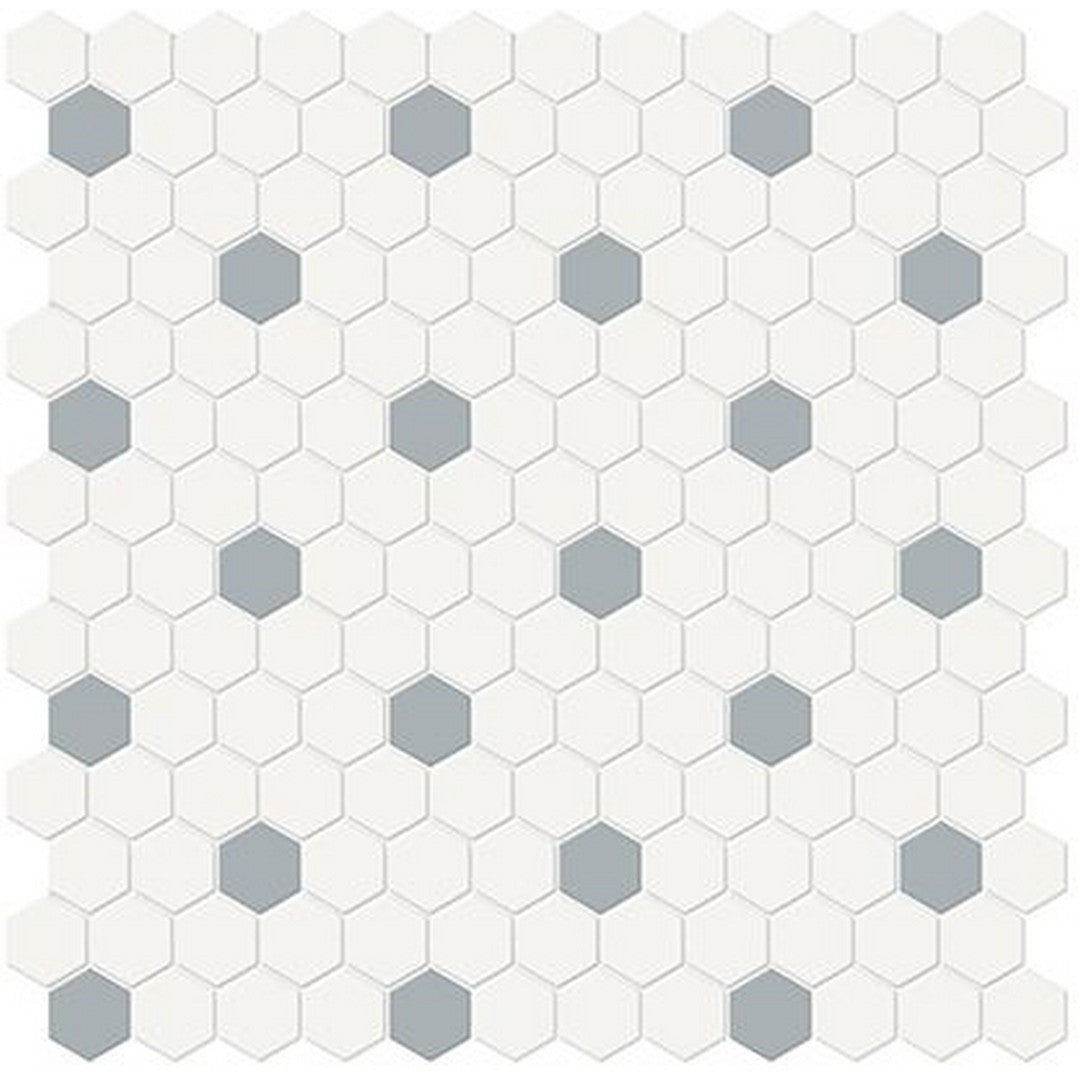 Florida-Tile-Soho-12-x-12-Hexagon-1-Mixed-Matte-Porcelain-Mosaic-Canvas-White-|-Cloud-Blue