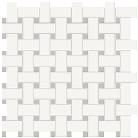 Florida-Tile-Soho-12-x-12-Basketweave-Matte-Porcelain-Mosaic-Canvas-White-|-Loft-Grey