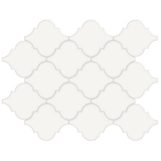 Florida-Tile-Soho-10-x-13-Arabesque-Matte-Porcelain-Mosaic-Canvas-White