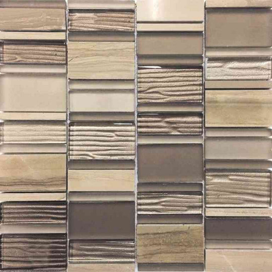 MiR Hawaii 11.6" x 11.7" Linear Glass & Stone Mosaic