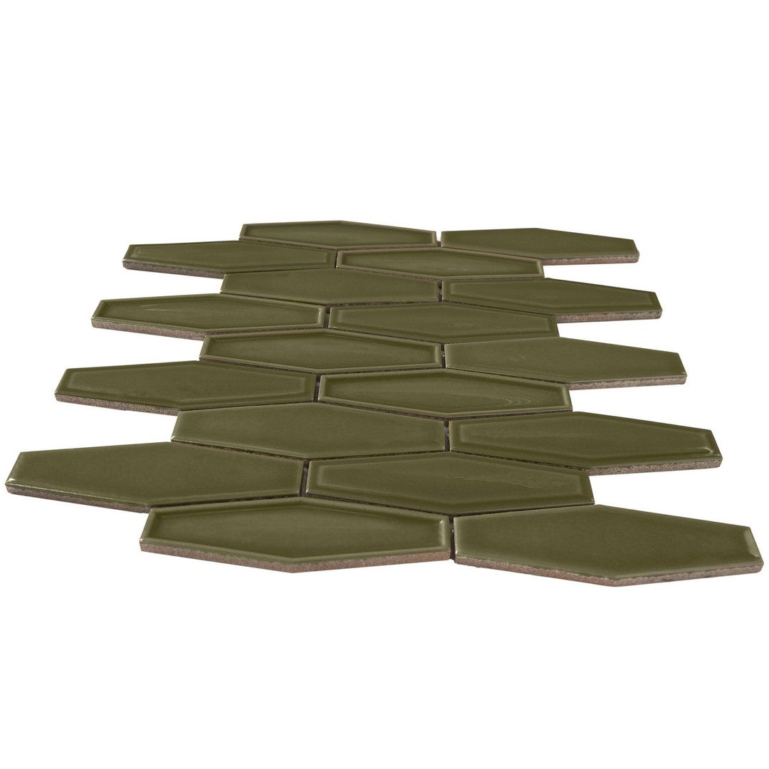 Crossville-10-x-11-Elongated-Hexagon-Glossy-Porcelain-Mosaic-Green