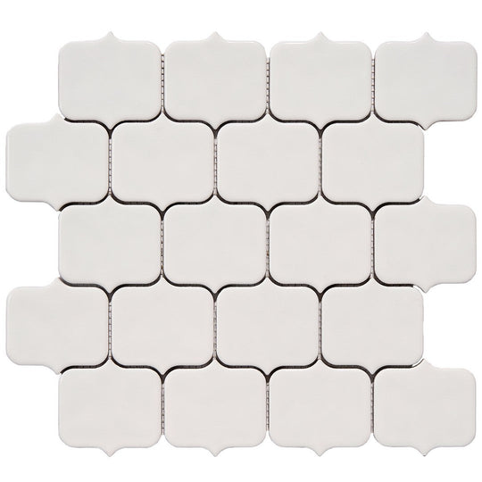 Crossville 11" x 11" Horizon Glossy Short Arabesque Porcelain Mosaic