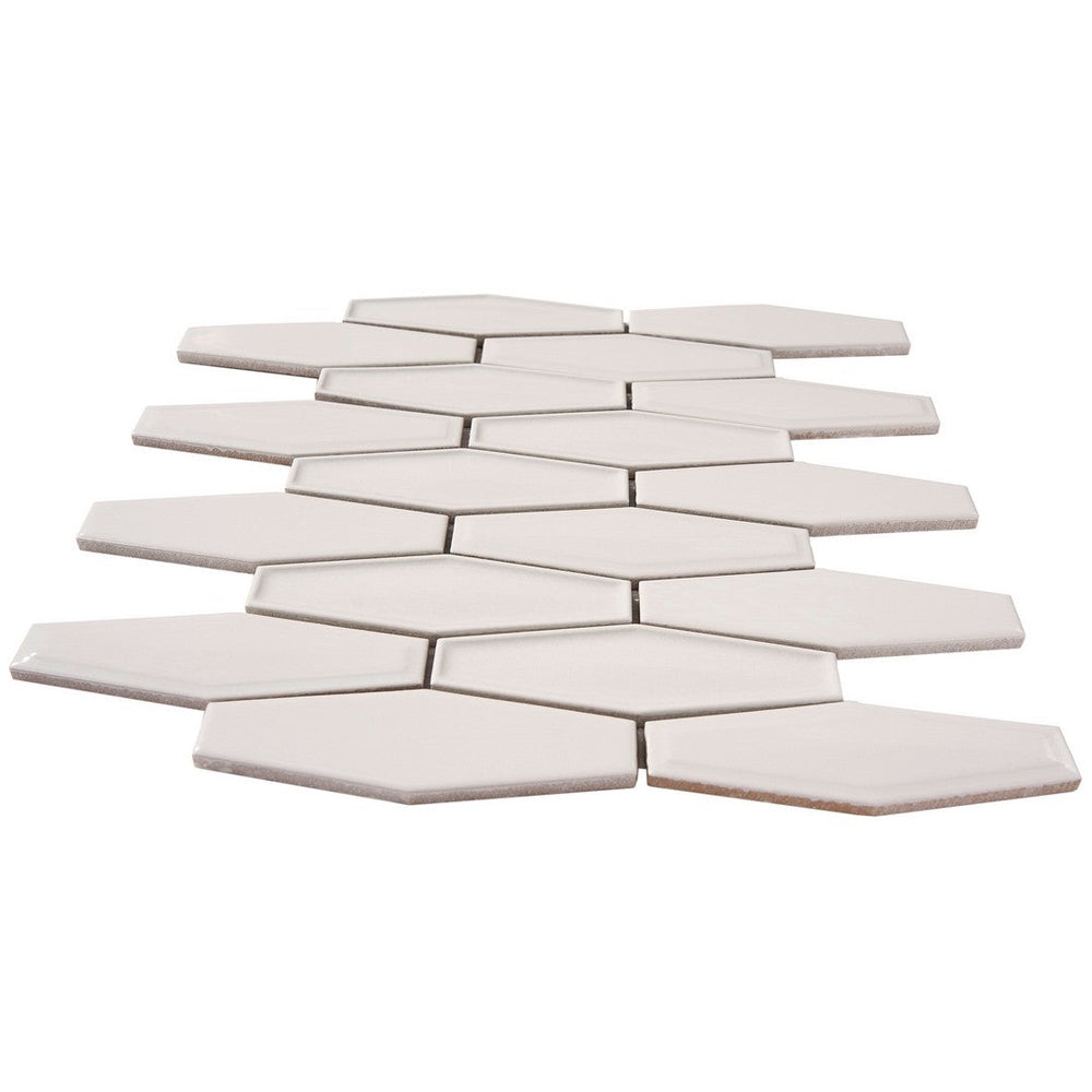 Crossville-10-x-11-Elongated-Hexagon-Glossy-Porcelain-Mosaic-Light-Gray