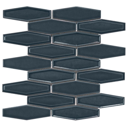 Crossville 10" x 11" Elongated Hexagon Glossy Porcelain Mosaic