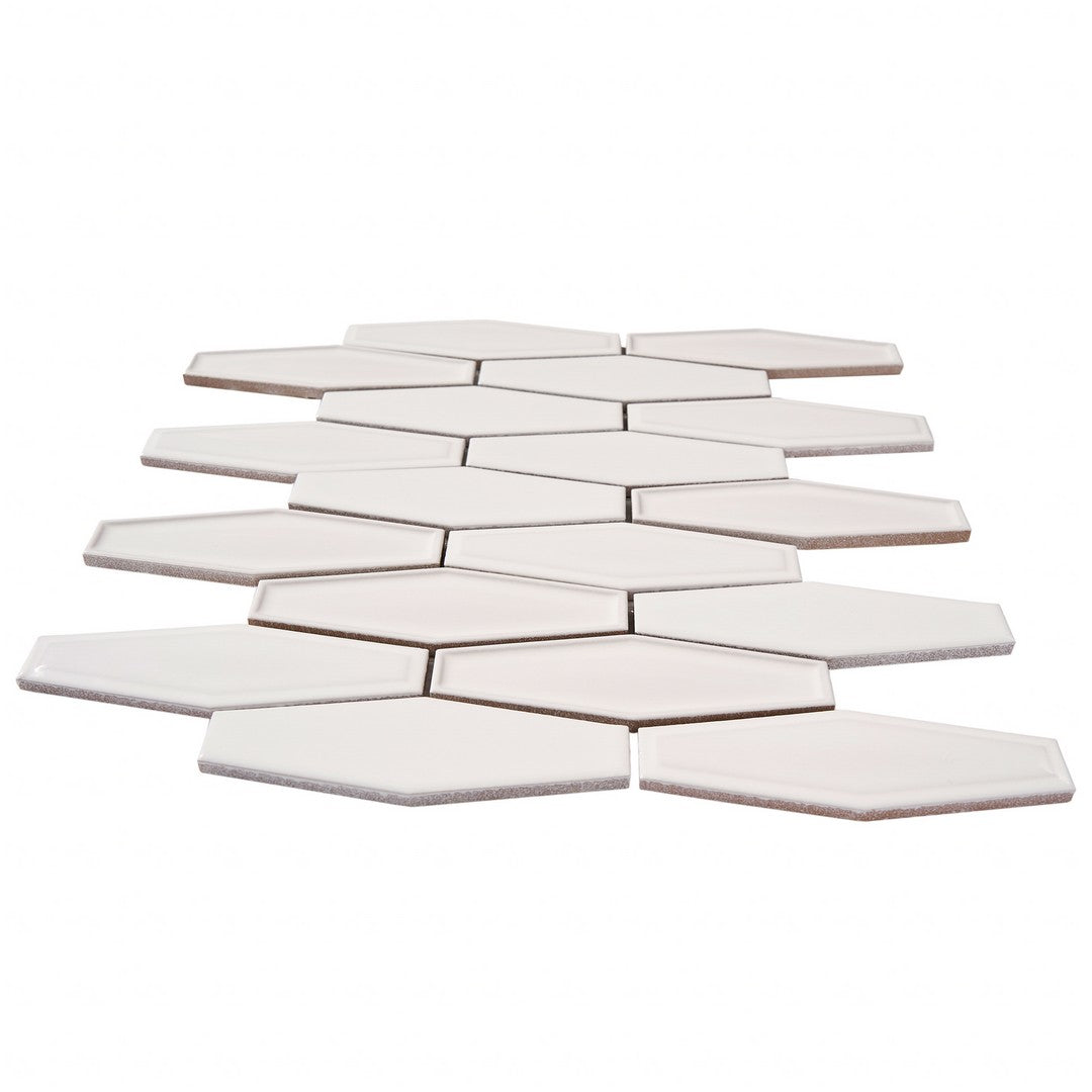 Crossville-10-x-11-Elongated-Hexagon-Glossy-Porcelain-Mosaic-Snow