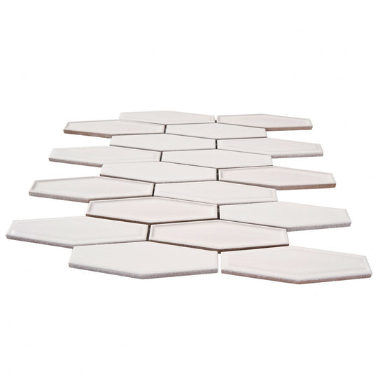 Crossville-10-x-11-Elongated-Hexagon-Glossy-Porcelain-Mosaic-Snow