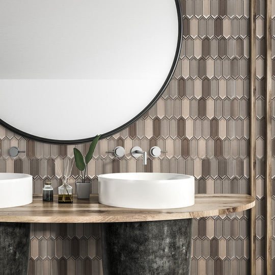 Crossville-12-x-12-Sophia-Glossy-Small-Picket-Porcelain-Mosaic-Taupe-Blend