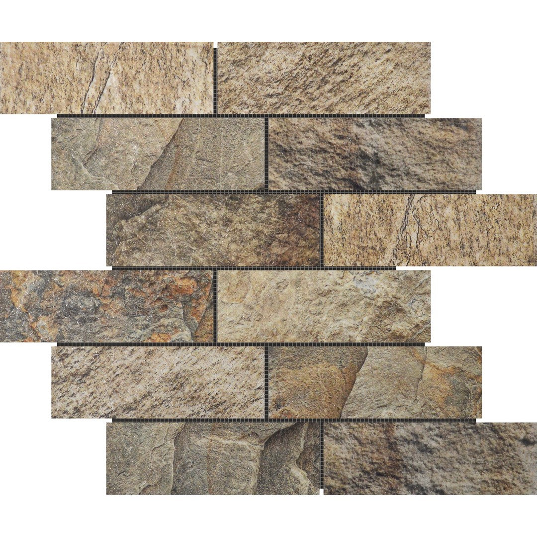 Bati Orient 12" x 12" Wood Series Ceramic 2x6" Brick Mosaic
