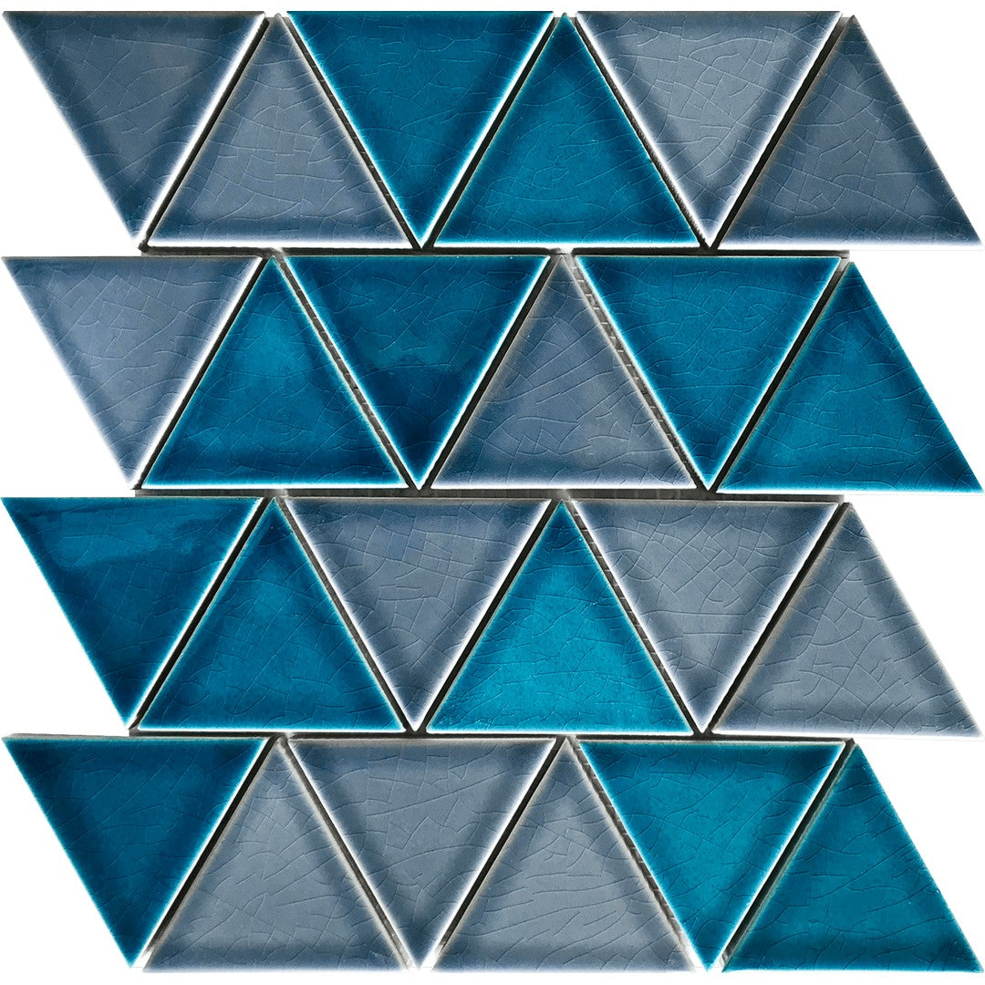 Bati Orient 11.8" x 11.8" Wood Series Glazed Ceramic 3" Triangle Mosaic