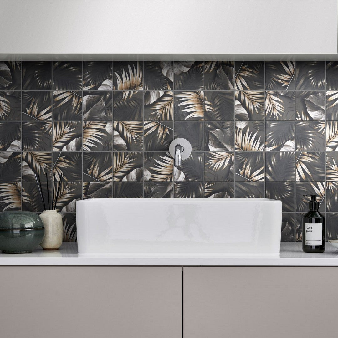 Bati-Orient-12-x-12-Floral-Ceramic-4-Floral-Palm-Mosaic-Grey-Beige