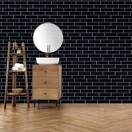 Bati-Orient-12-x-12-Zellige-Interlocking-Glossy-2x6-Brick-Pattern-Ceramic-Mosaic-Black