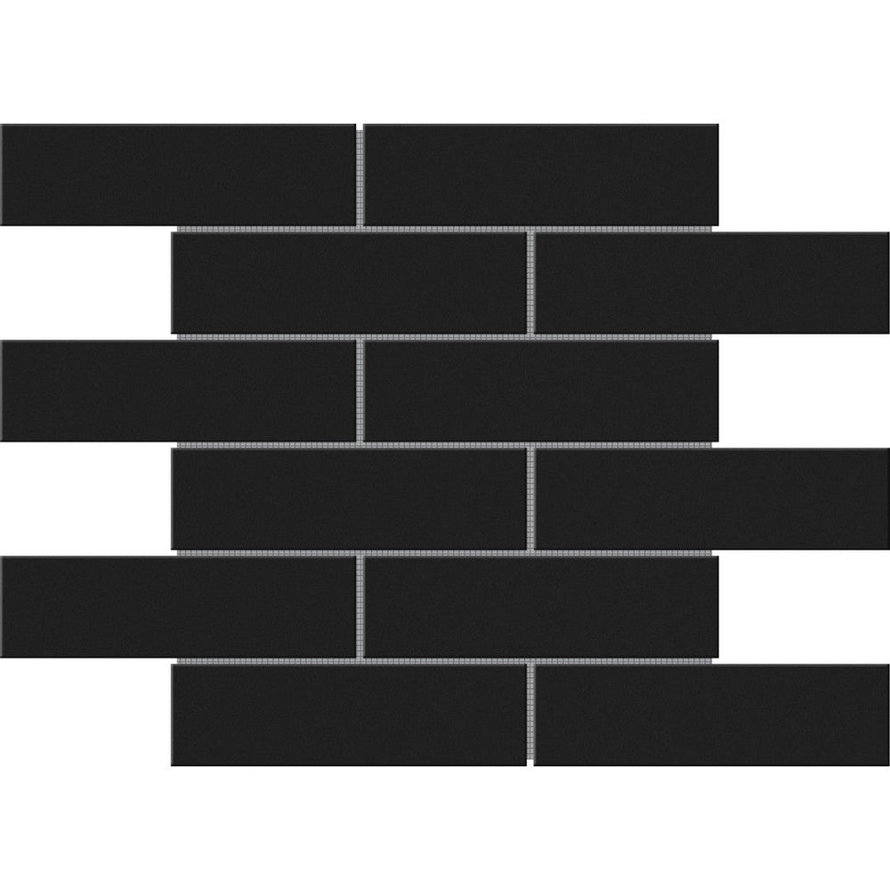 Bati Orient 12" x 12" Zellige Interlocking Glossy 2x6" Brick Pattern Ceramic Mosaic