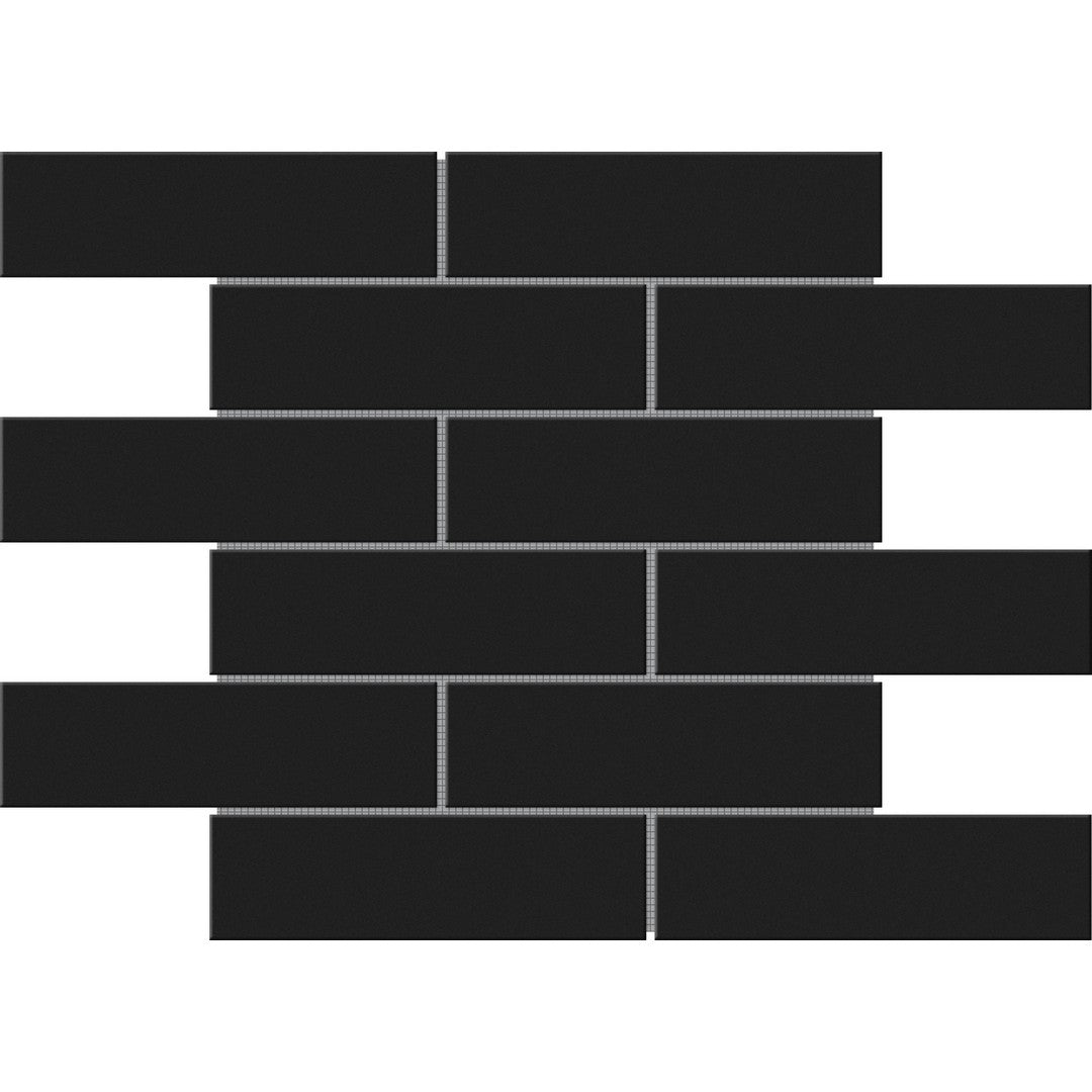 Bati Orient 12" x 12" Zellige Interlocking Glossy 2x6" Brick Pattern Ceramic Mosaic