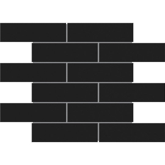 Bati Orient 12" x 12" Zellige Interlocking Glossy 2x6" Brick Pattern Ceramic Mosaic