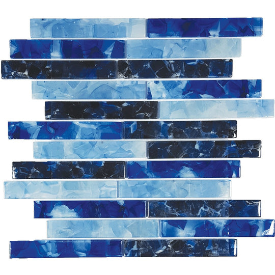 Tesoro 11.75" x 12" Flower Glass Interlocking 1x6" Glass Mosaic