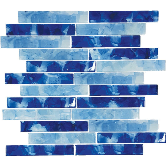 Tesoro 11.75" x 12" Flower Glass Interlocking 1x6" Glass Mosaic