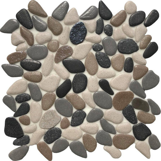 Tesoro 10.5" x 10.5" Liquid Rocks Random Pebble Glass Mosaic