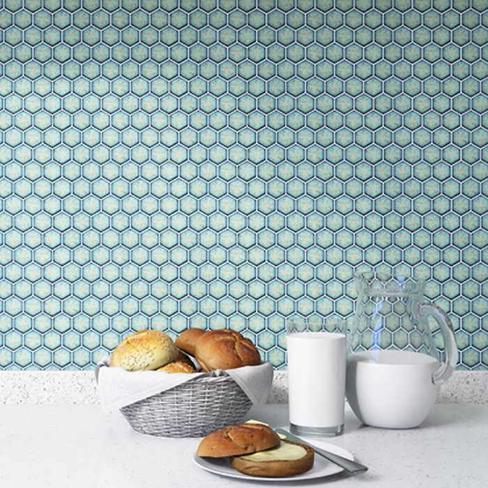 Maniscalco-Chameleon-10.2-x-11.7-Glossy-Porcelain-1-Hexagon-Mosaic-Mint-Rose