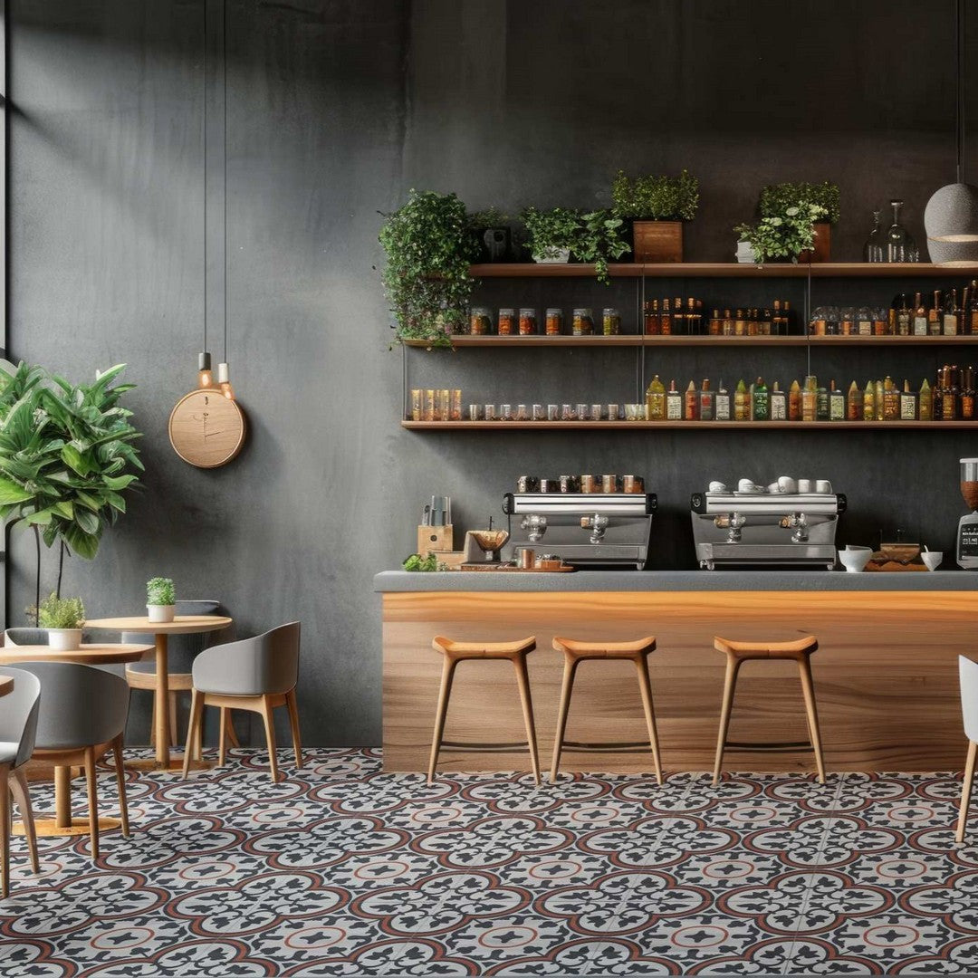 Bati-Orient-8-x-8-Matte-Décor-Modern-Square-Cement-Tile-White-Black-Red