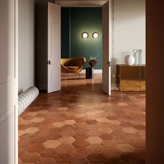 Tesoro-6-x-7-Cotto-Del-Campiano-Pressed-Matte-Hexagon-Porcelain-Tile-Rosso-Siena