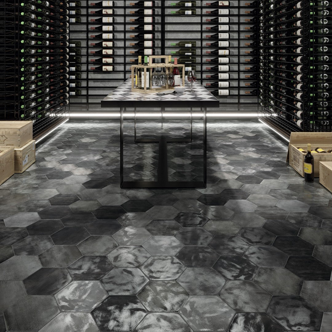 Tesoro-9.25-x-10.75-Fuoritono-Pressed-Glossy-Hexagon-Porcelain-Tile-Grigio