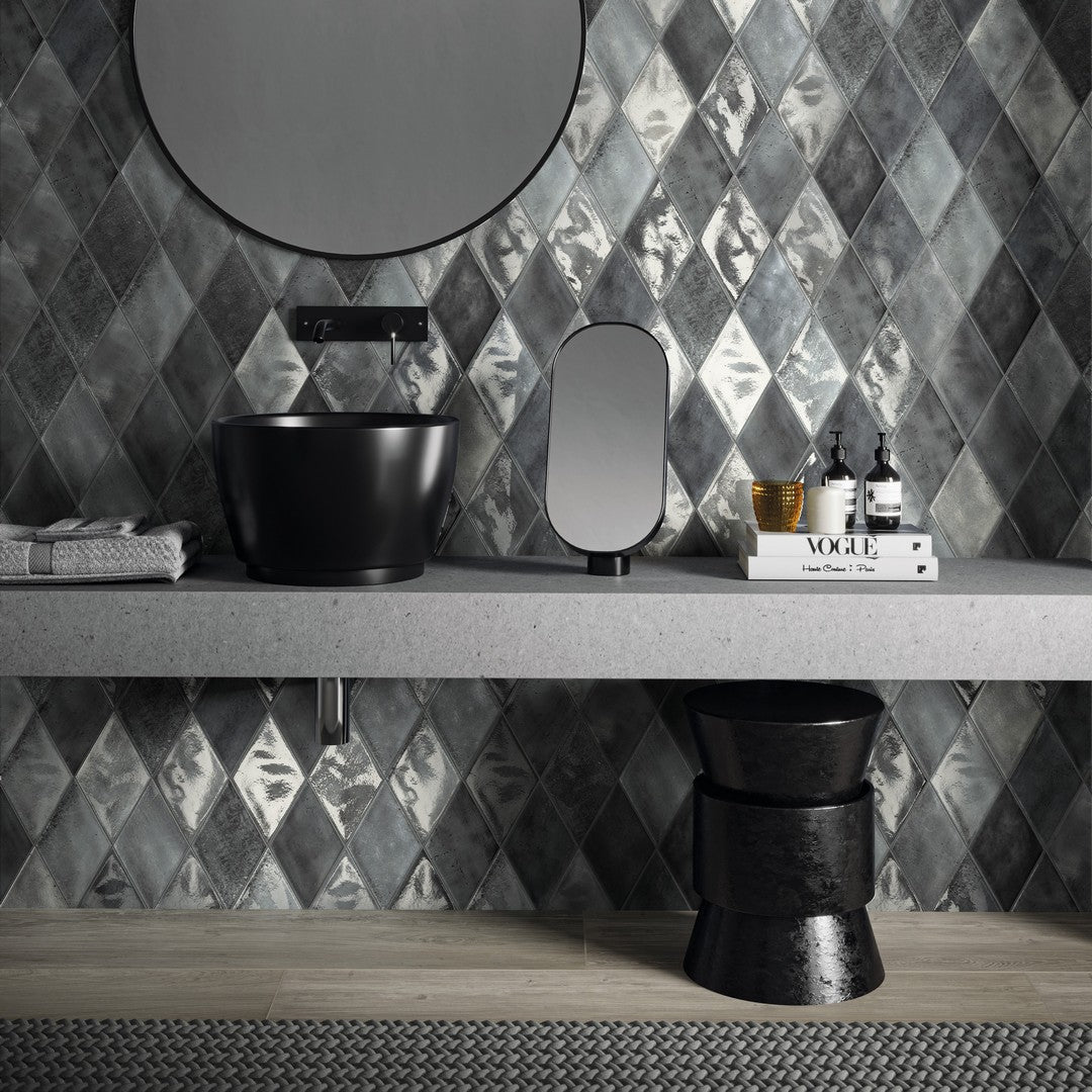 Tesoro-5.25-x-9.25-Fuoritono-Pressed-Glossy-Rhomboid-Porcelain-Tile-Grigio