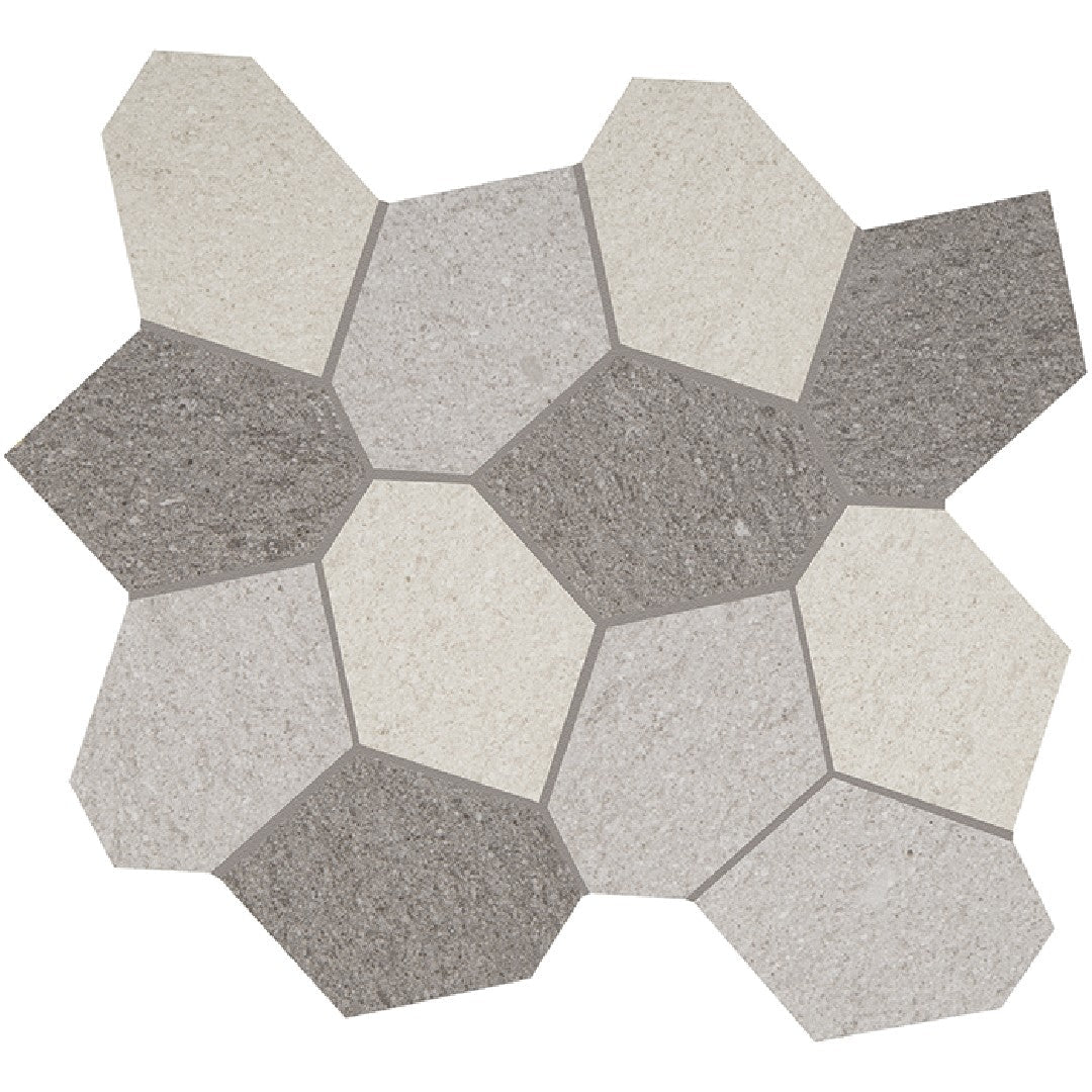 Crossville 13" x 15" Civilization Unpolished Porcelain Blend Polygon Mosaic