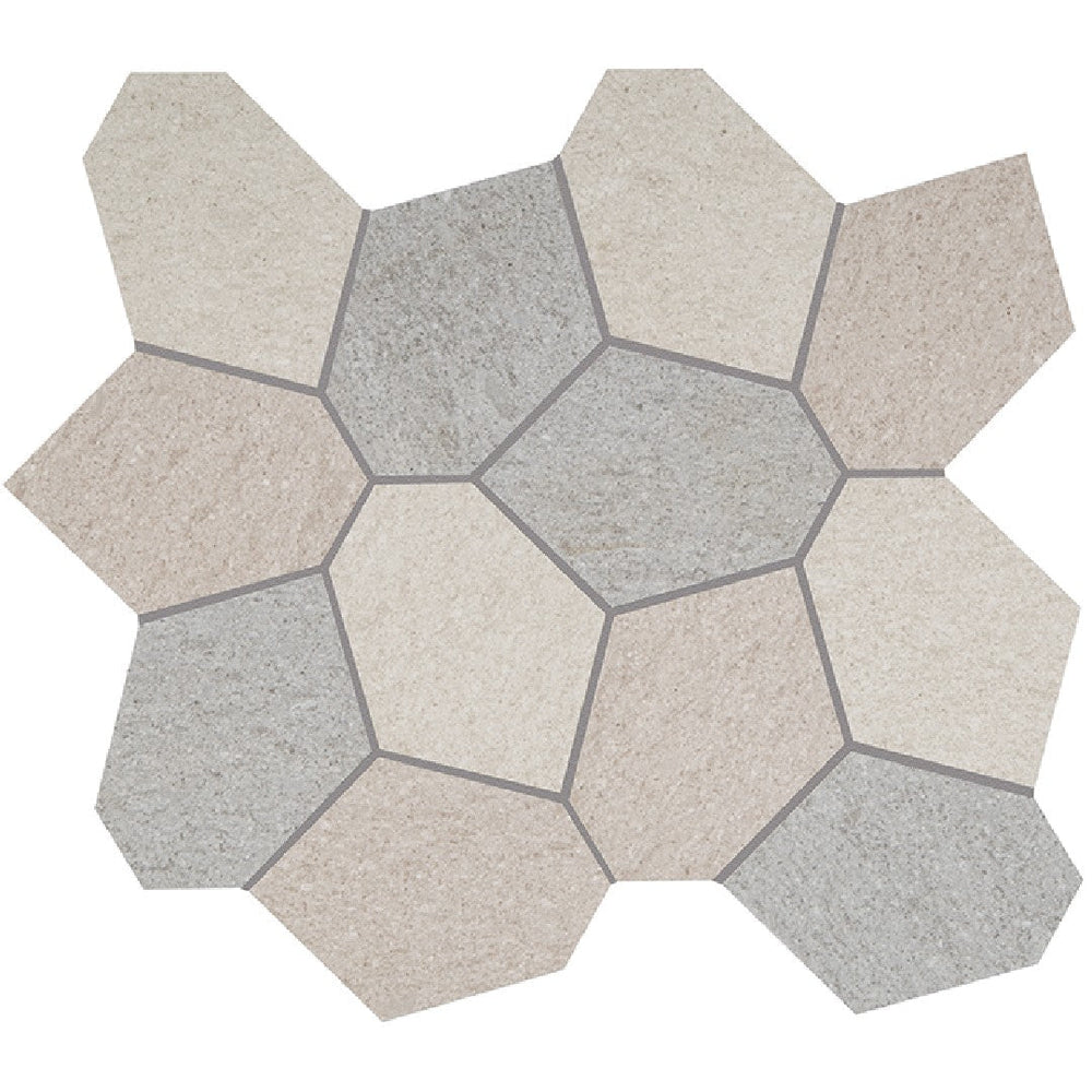 Crossville 13" x 15" Civilization Unpolished Porcelain Blend Polygon Mosaic