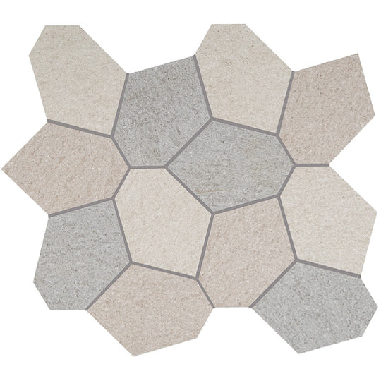 Crossville 13" x 15" Civilization Unpolished Porcelain Blend Polygon Mosaic