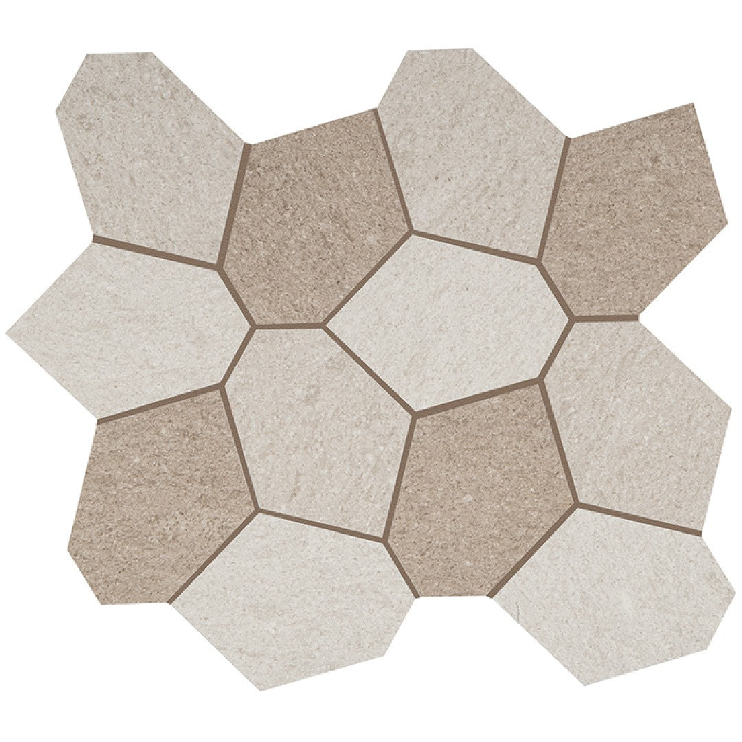 Crossville 13" x 15" Civilization Unpolished Porcelain Blend Polygon Mosaic