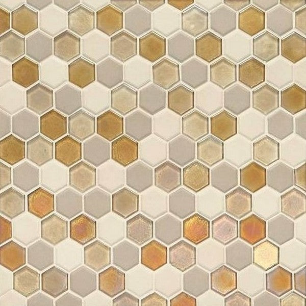 Daltile Coastal Keystones 12" x 12" Mixed Glass 1" Hexagon Mosaic