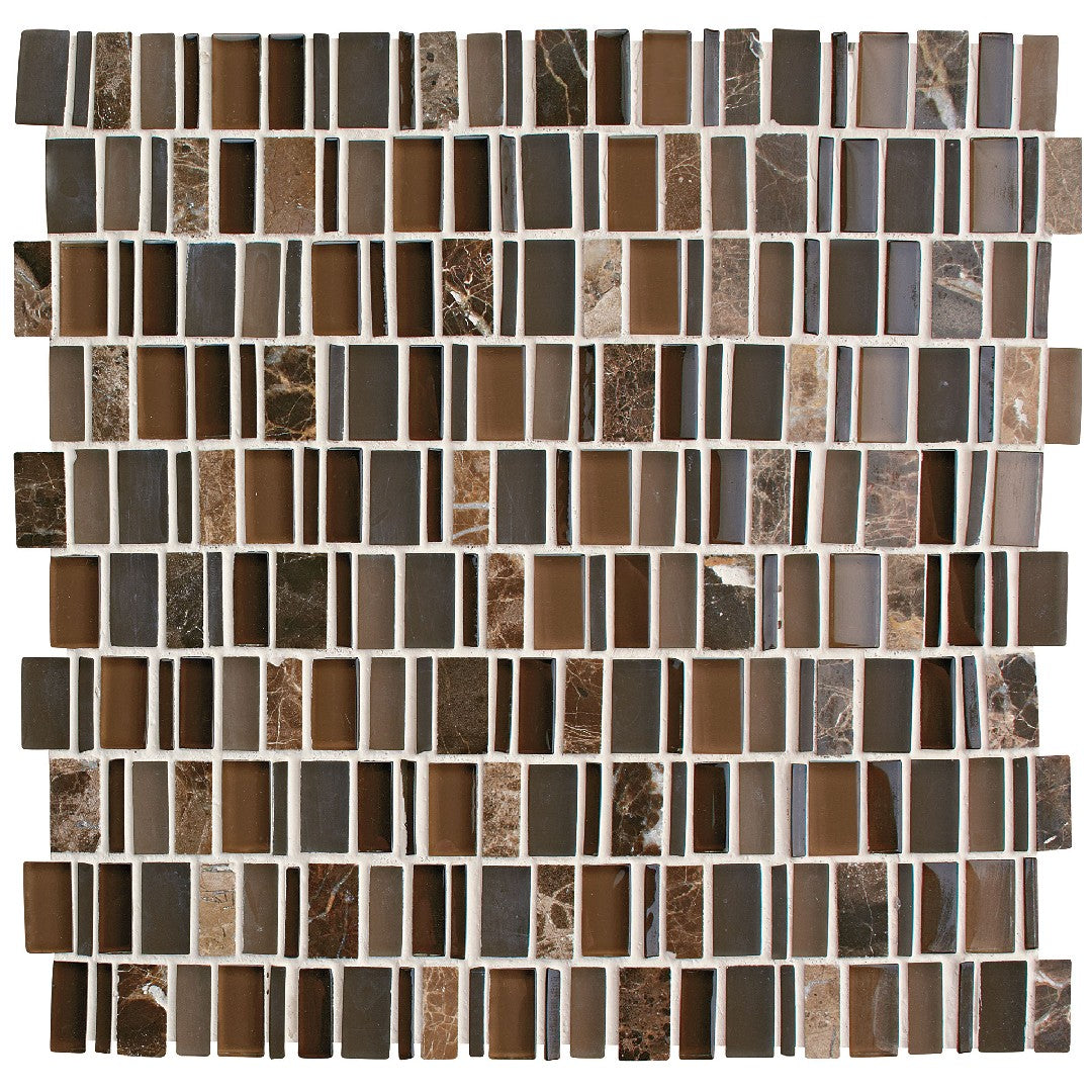 Daltile Clio Mosaics 12" x 12" Glossy Natural Stone 1" Random Decorative Mosaic