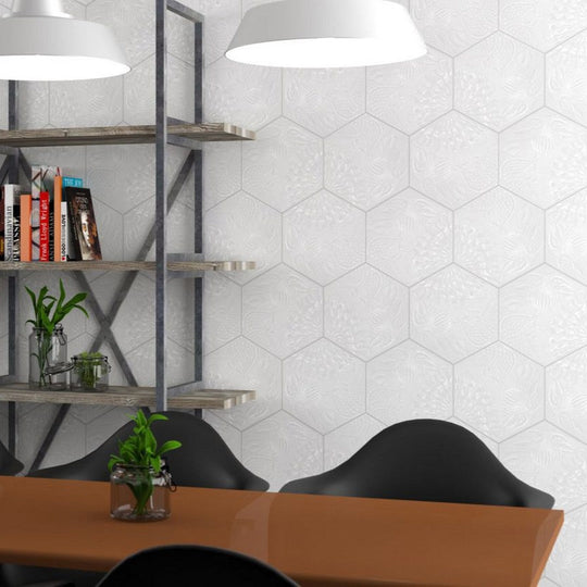 Tesoro-8.5-x-9.75-Gaudi-Pressed-Embossed-Hexagon-Porcelain-Tile-Lux-White