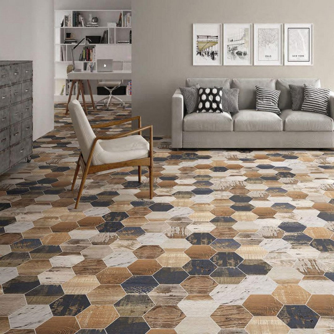 Tesoro-8.5-x-9.75-Gauguin--Pressed-Textured-Hexagon-Porcelain-Tile-Mix